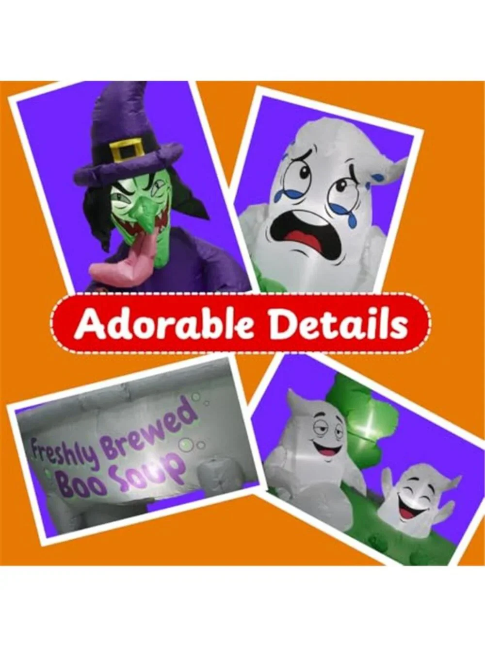 6FT Halloween Inflatable Witch Cauldron & 3 Ghosts